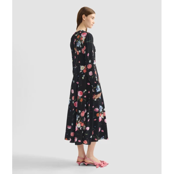 Erdem Floral Print Crepe Long Sleeve Midi Dress - Dresses - British Romantic Luxury at Luxury Shoes 