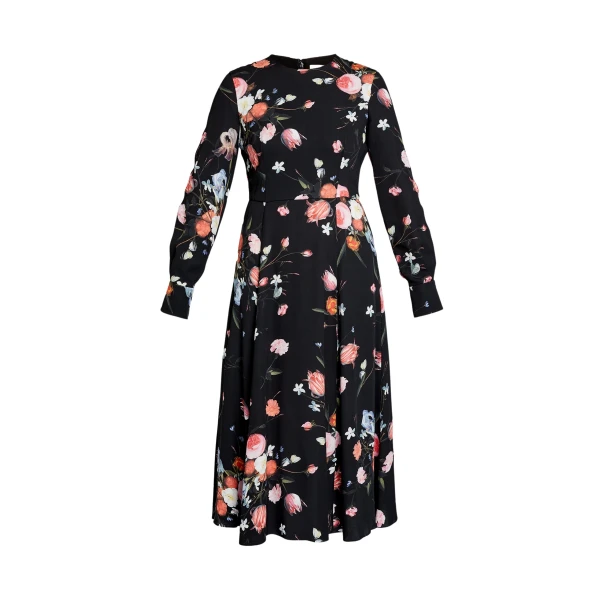 Erdem Floral Print Crepe Long Sleeve Midi Dress - Dresses - British Romantic Luxury at Luxury Shoes 