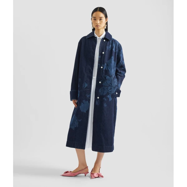 Erdem Floral Print Denim Coat - Coats - British Romantic Luxury at Luxury Shoes 
