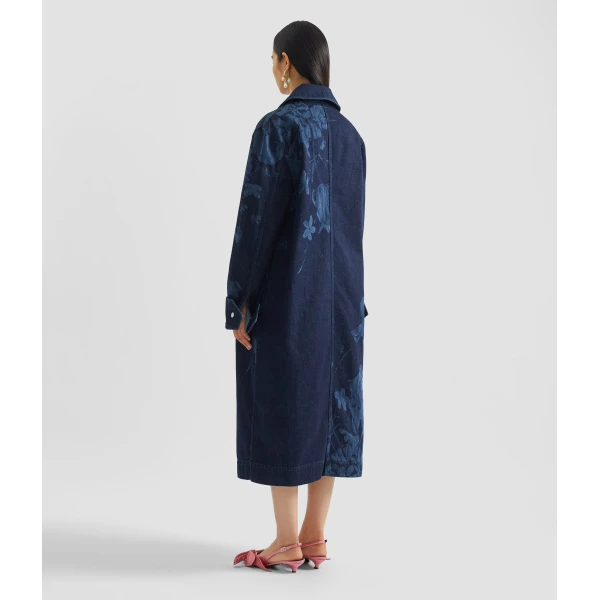 Erdem Floral Print Denim Coat - Coats - British Romantic Luxury at Luxury Shoes 