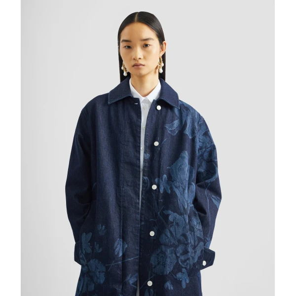 Erdem Floral Print Denim Coat - Coats - British Romantic Luxury at Luxury Shoes 