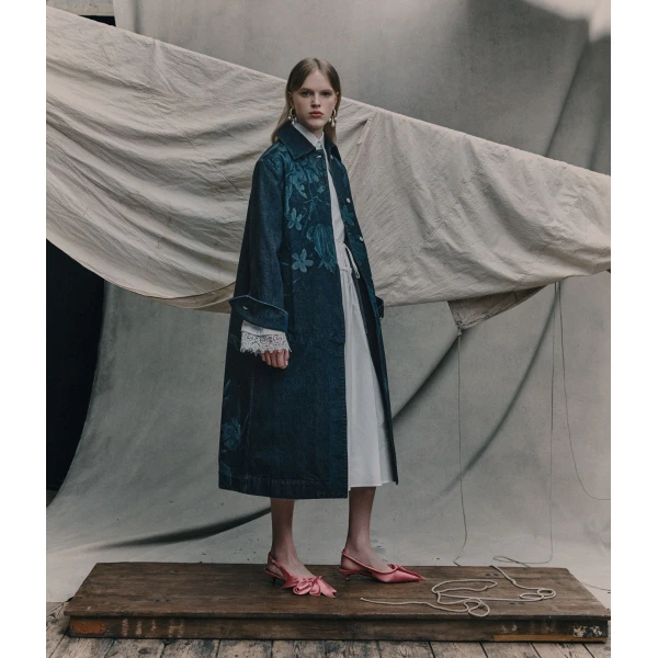 Erdem Floral Print Denim Coat - Coats - British Romantic Luxury at Luxury Shoes 