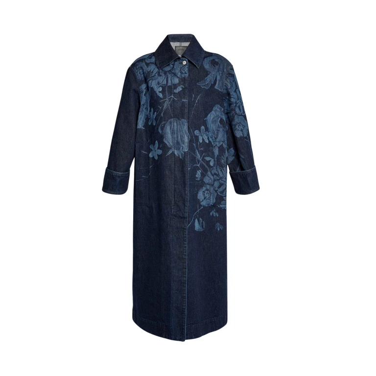 Erdem Floral Print Denim Coat - Coats - British Romantic Luxury at Luxury Shoes 