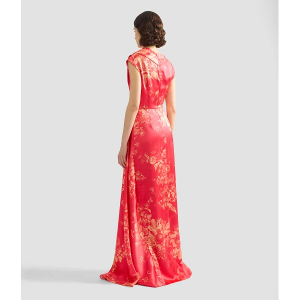 Erdem Floral Print Duchess Draped Gown - Dresses - British Romantic Luxury at Luxury Shoes 