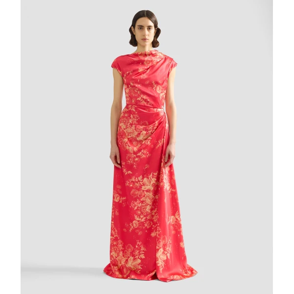 Erdem Floral Print Duchess Draped Gown - Dresses - British Romantic Luxury at Luxury Shoes 