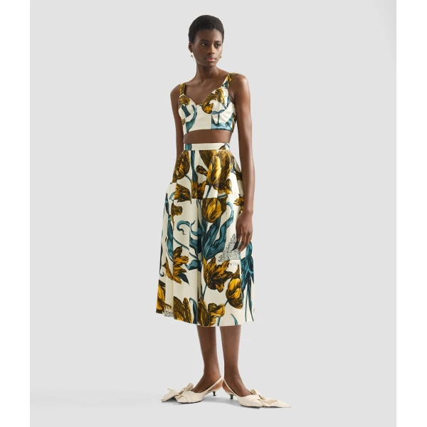 Erdem Floral Print Duchess Full Midi Skirt - Skirts - British Romantic Luxury at Luxury Shoes 