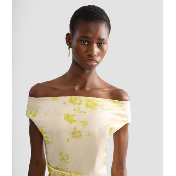 Erdem Floral Print Duchess Slashed Neckline Gown - Dresses - British Romantic Luxury at Luxury Shoes 