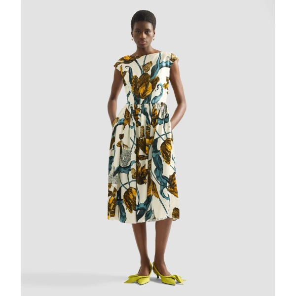 Erdem Floral Print Duchess Sleeveless Midi Dress - Dresses - British Romantic Luxury at Luxury Shoes 