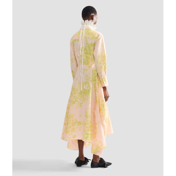 Erdem Floral Print Linen Chine Draped Midi Dress - Dresses - British Romantic Luxury at Luxury Shoes 