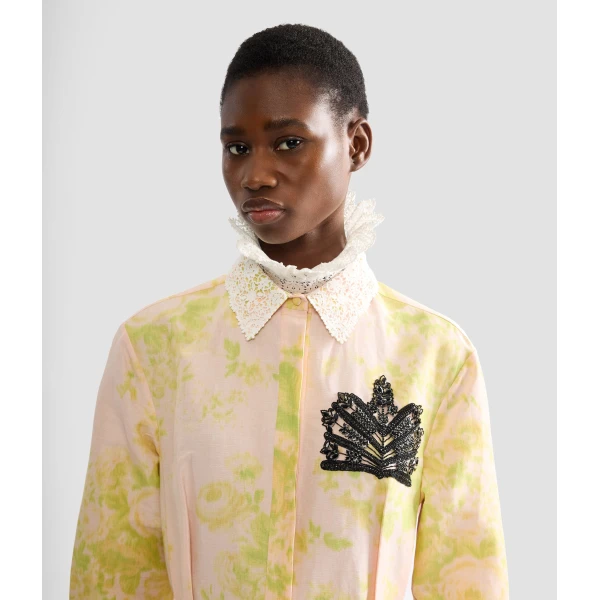 Erdem Floral Print Linen Chine Draped Midi Dress - Dresses - British Romantic Luxury at Luxury Shoes 