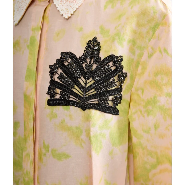 Erdem Floral Print Linen Chine Draped Midi Dress - Dresses - British Romantic Luxury at Luxury Shoes 