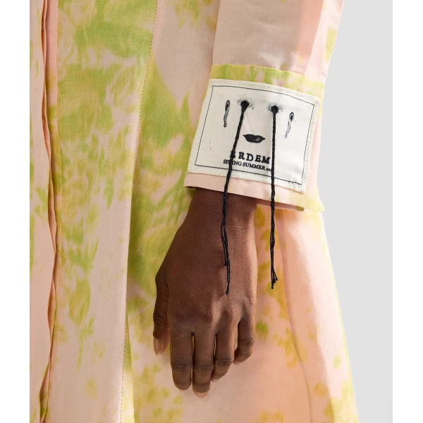 Erdem Floral Print Linen Chine Draped Midi Dress - Dresses - British Romantic Luxury at Luxury Shoes 