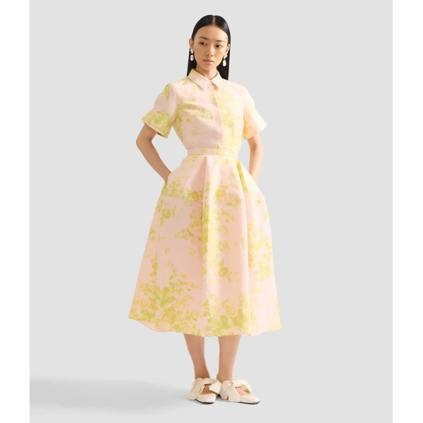 Erdem Floral Print Linen Chine Midi Full Skirt - Skirts - British Romantic Luxury at Luxury Shoes 