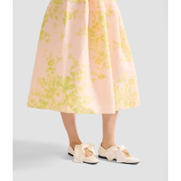 Erdem Floral Print Linen Chine Midi Full Skirt - Skirts - British Romantic Luxury at Luxury Shoes 