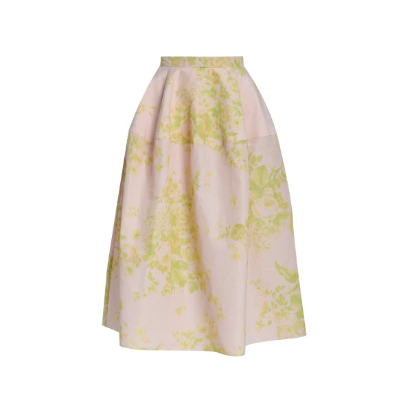 Erdem Floral Print Linen Chine Midi Full Skirt - Skirts - British Romantic Luxury at Luxury Shoes 