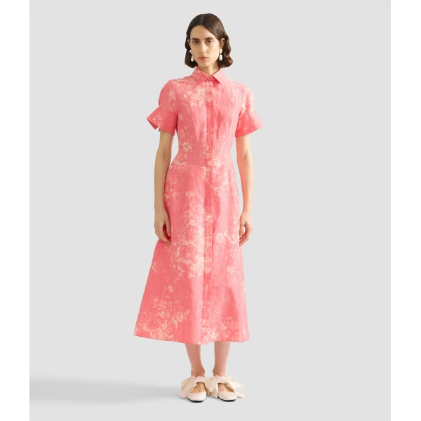 Erdem Floral Print Linen Chine Midi Shirt Dress - Dresses - British Romantic Luxury at Luxury Shoes 