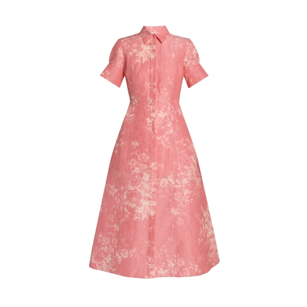 Erdem Floral Print Linen Chine Midi Shirt Dress - Dresses - British Romantic Luxury at Luxury Shoes 