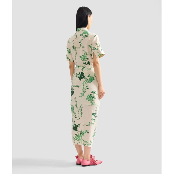 Erdem Floral Print Linen Drape Midi Skirt - Skirts - British Romantic Luxury at Luxury Shoes 