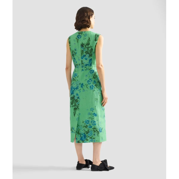 Erdem Floral Print Linen Pencil Midi Dress - Dresses - British Romantic Luxury at Luxury Shoes 