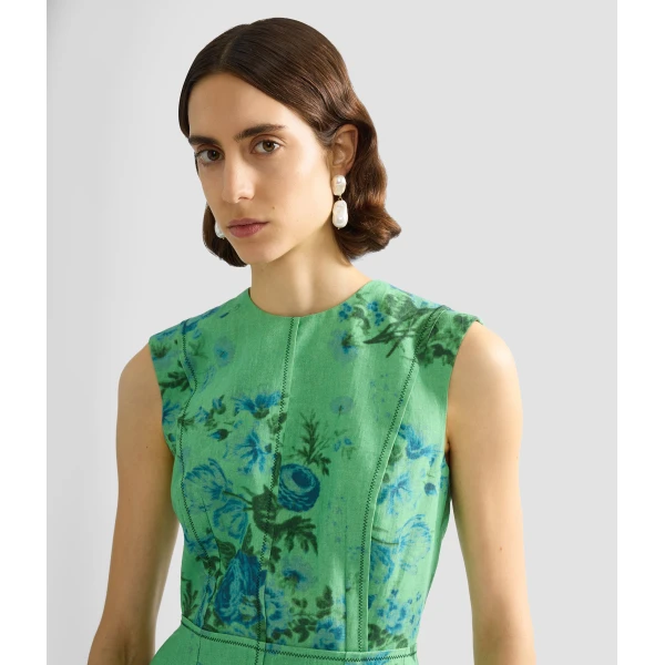 Erdem Floral Print Linen Pencil Midi Dress - Dresses - British Romantic Luxury at Luxury Shoes 