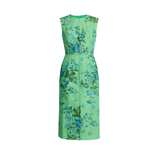 Erdem Floral Print Linen Pencil Midi Dress - Dresses - British Romantic Luxury at Luxury Shoes 
