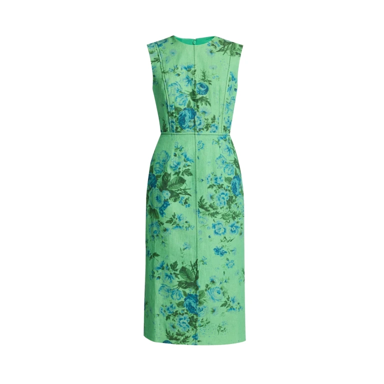 Erdem Floral Print Linen Pencil Midi Dress - Dresses - British Romantic Luxury at Luxury Shoes 