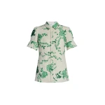 Erdem Floral Print Linen Short Sleeve Shirt - Tops - British Romantic Luxury at Luxury Shoes 