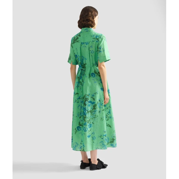 Erdem Floral Print Linen Tie Waist Midi Shirt Dress - Dresses - British Romantic Luxury at Luxury Shoes 