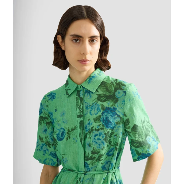 Erdem Floral Print Linen Tie Waist Midi Shirt Dress - Dresses - British Romantic Luxury at Luxury Shoes 