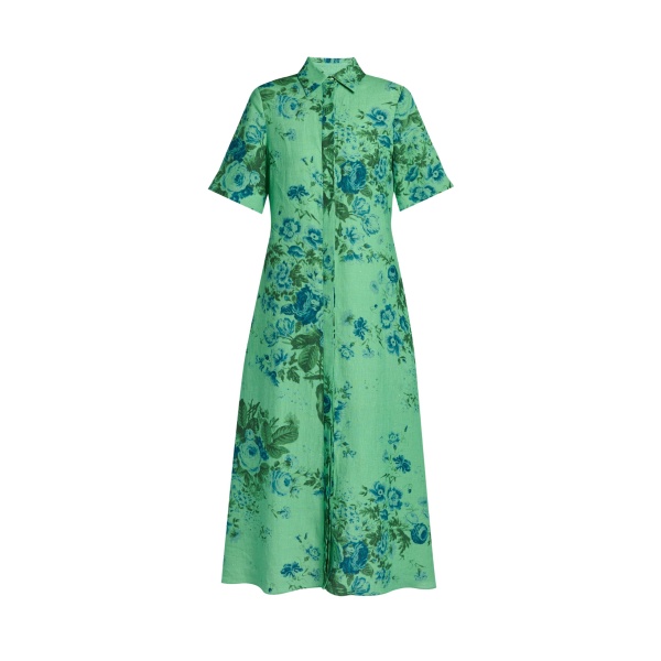 Erdem Floral Print Linen Tie Waist Midi Shirt Dress - Dresses - British Romantic Luxury at Luxury Shoes 