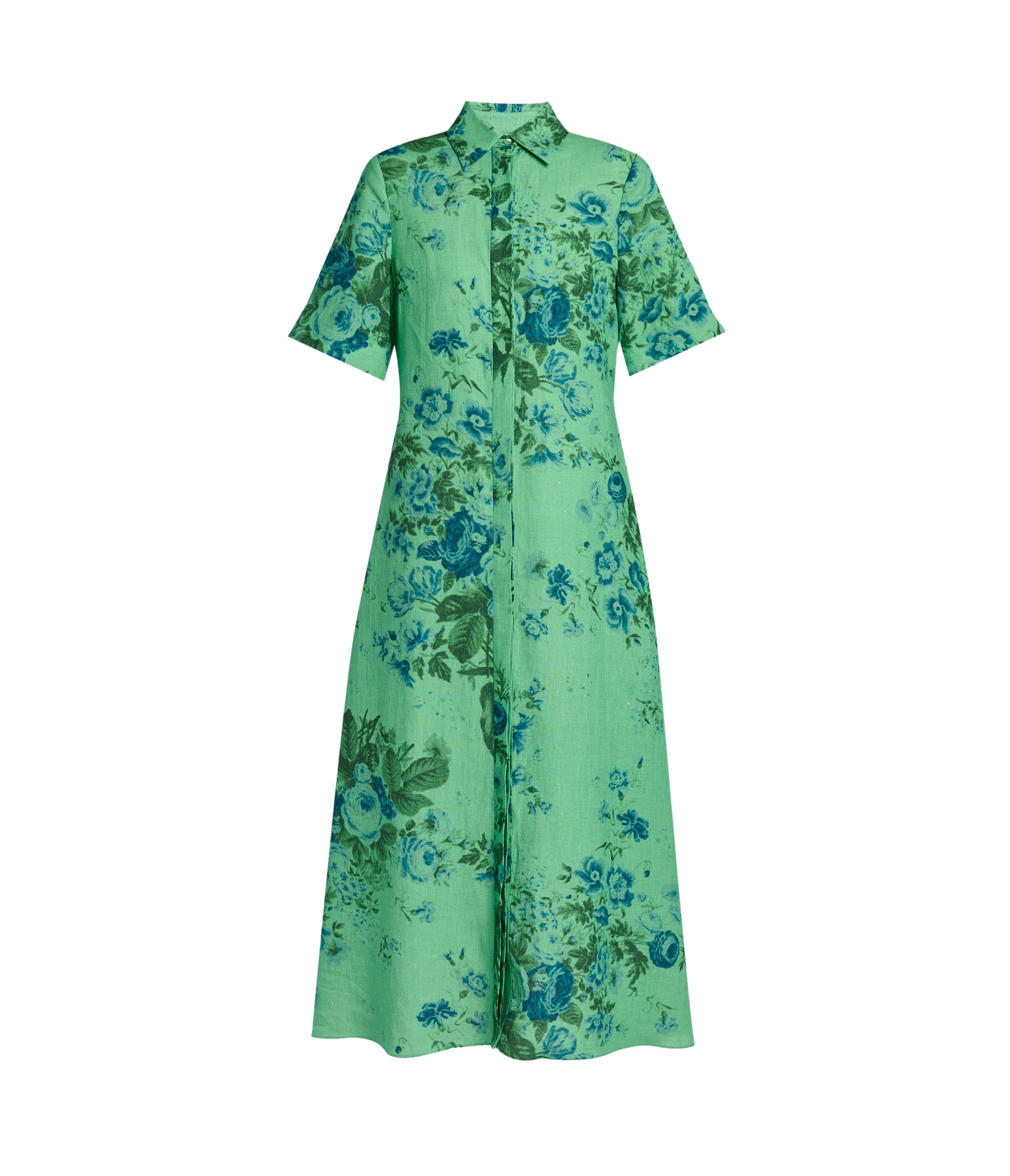 Erdem Floral Print Linen Tie Waist Midi Shirt Dress - Dresses - British Romantic Luxury at Luxury Shoes 