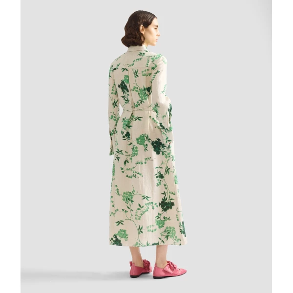 Erdem Floral Print Linen Tie Waisted Midi Dress - Dresses - British Romantic Luxury at Luxury Shoes 
