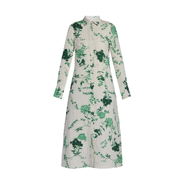 Erdem Floral Print Linen Tie Waisted Midi Dress - Dresses - British Romantic Luxury at Luxury Shoes 