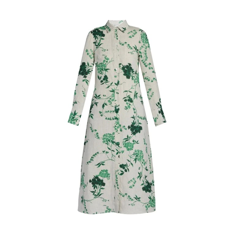 Erdem Floral Print Linen Tie Waisted Midi Dress - Dresses - British Romantic Luxury at Luxury Shoes 