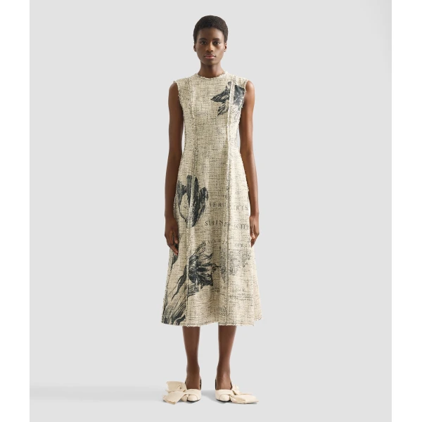 Erdem Floral Print Mouline Tweed Sleeveless Midi Dress - Dresses - British Romantic Luxury at Luxury Shoes 