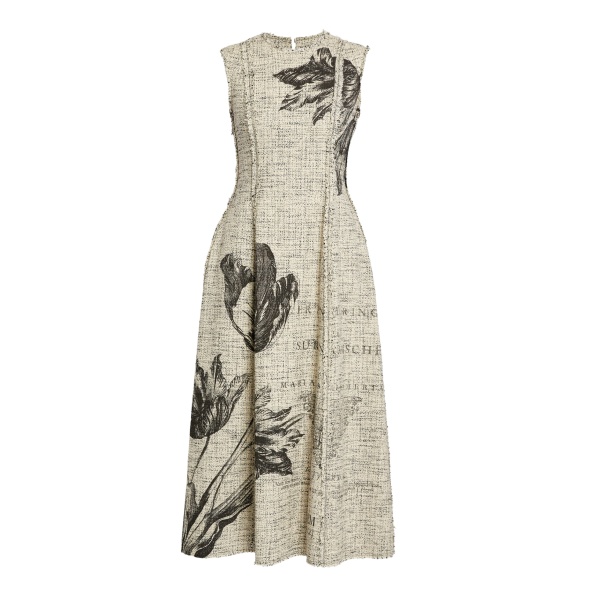Erdem Floral Print Mouline Tweed Sleeveless Midi Dress - Dresses - British Romantic Luxury at Luxury Shoes 