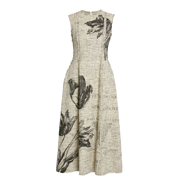 Erdem Floral Print Mouline Tweed Sleeveless Midi Dress - Dresses - British Romantic Luxury at Luxury Shoes 