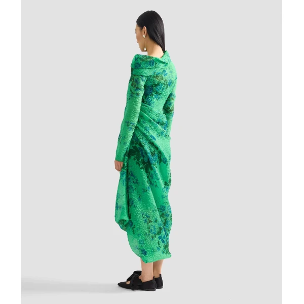 Erdem Floral Print Organza Cloque Draped Midi Dress - Dresses - British Romantic Luxury at Luxury Shoes 