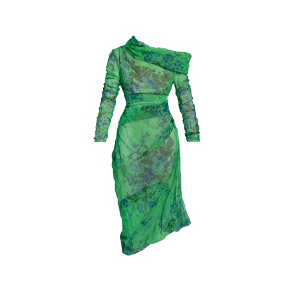 Erdem Floral Print Organza Cloque Draped Midi Dress - Dresses - British Romantic Luxury at Luxury Shoes 