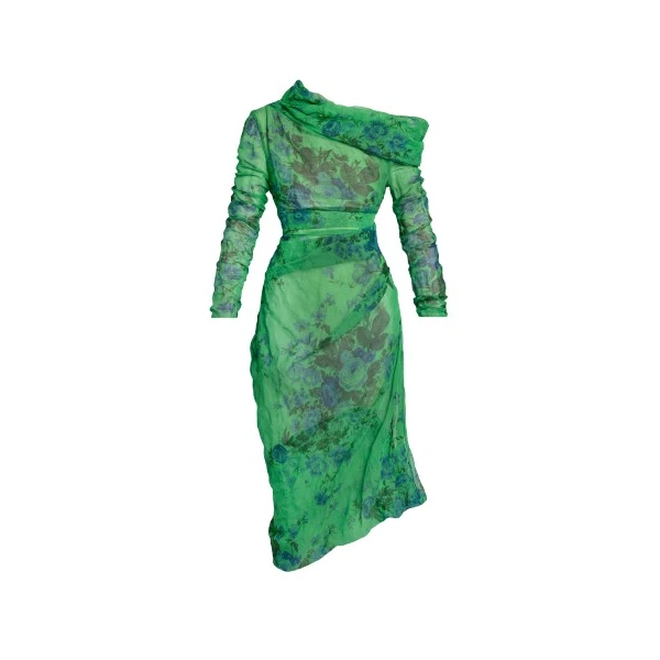 Erdem Floral Print Organza Cloque Draped Midi Dress - Dresses - British Romantic Luxury at Luxury Shoes 