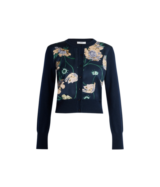 Erdem Floral Print Panel Cropped Cardigan - Knitwear - British Romantic Luxury at Luxury Shoes 