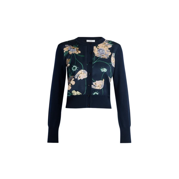 Erdem Floral Print Panel Cropped Cardigan - Knitwear - British Romantic Luxury at Luxury Shoes 