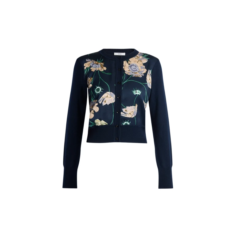 Erdem Floral Print Panel Cropped Cardigan - Knitwear - British Romantic Luxury at Luxury Shoes 
