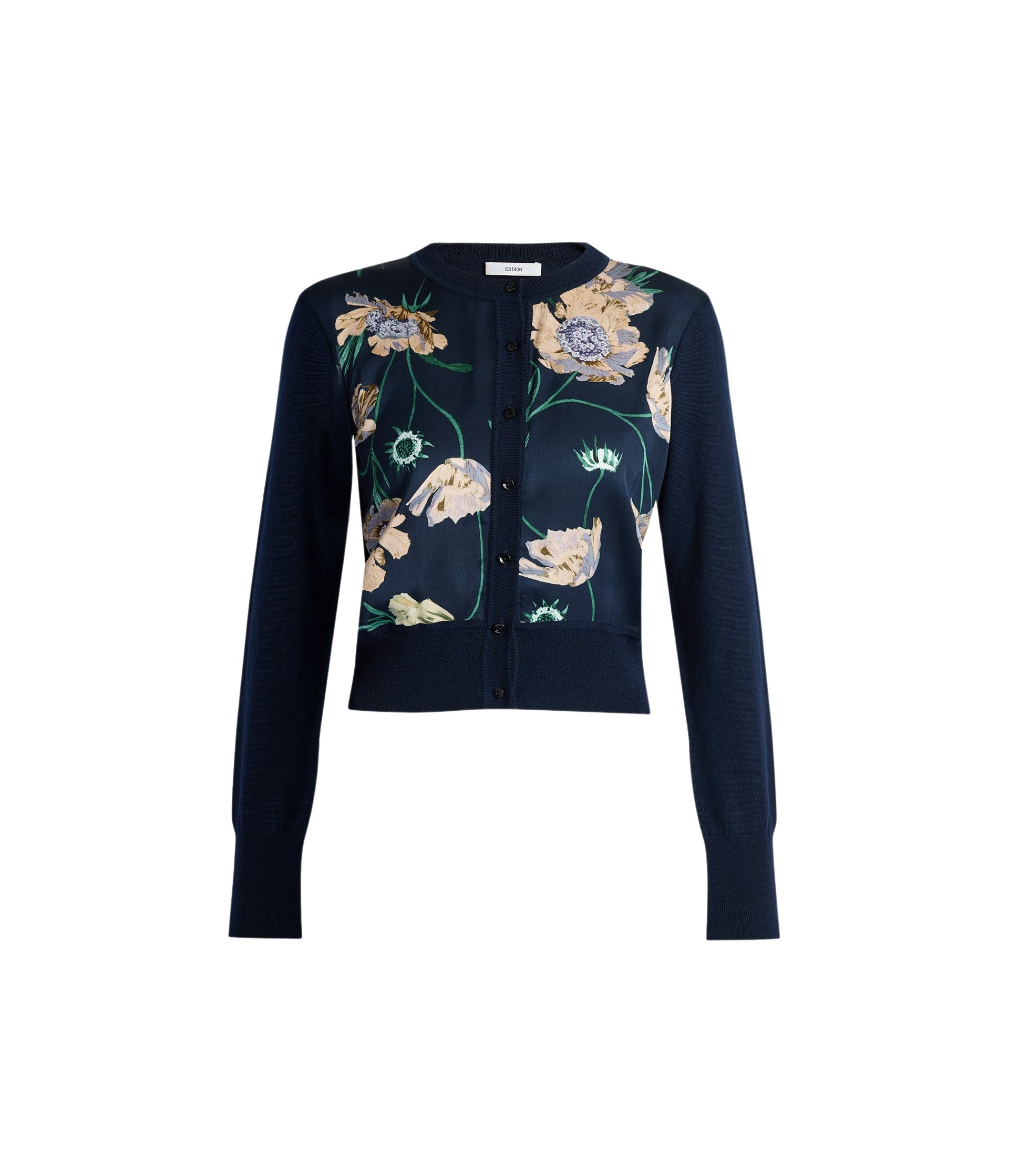 Erdem Floral Print Panel Cropped Cardigan - Knitwear - British Romantic Luxury at Luxury Shoes 