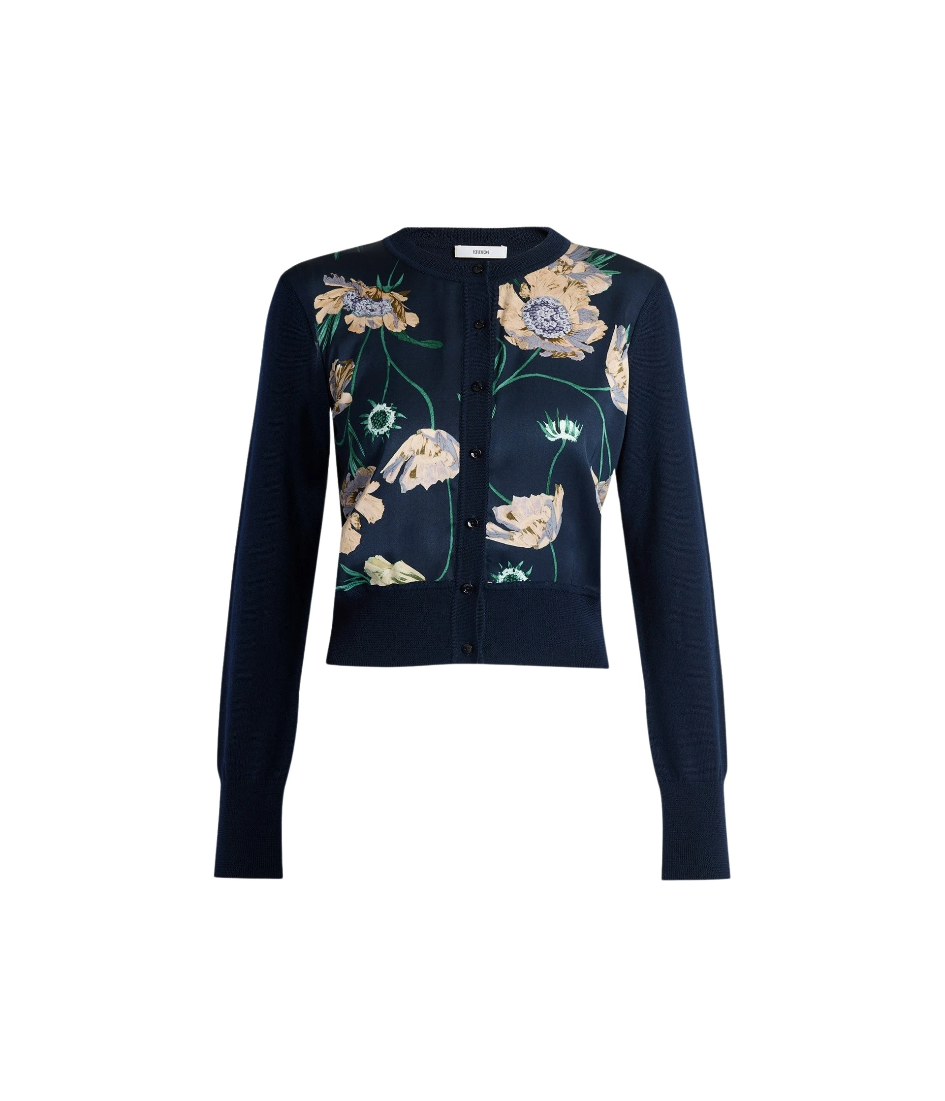 Erdem-Floral-Print-Panel-Cropped-Cardigan-coveti-195536_nobg Erdem Floral Print Panel Cropped Cardigan - Knitwear - British Romantic Luxury at Luxury Shoes