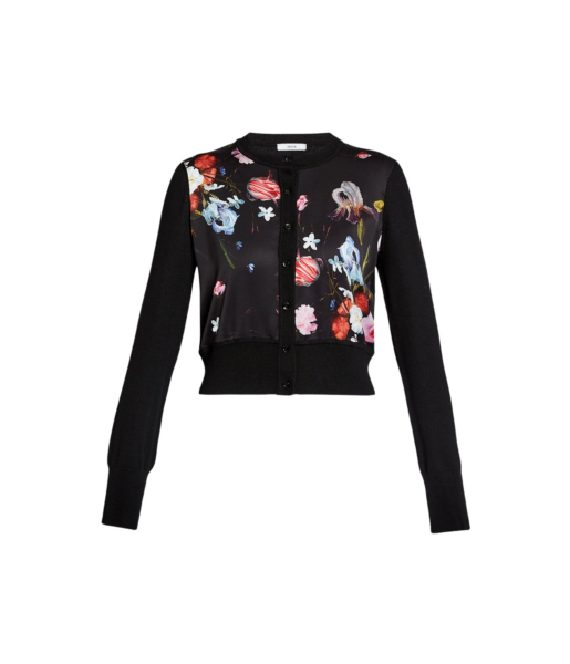Erdem Floral Print Panel Cropped Cardigan - Knitwear - British Romantic Luxury at Luxury Shoes 