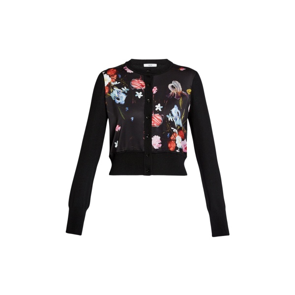 Erdem Floral Print Panel Cropped Cardigan - Knitwear - British Romantic Luxury at Luxury Shoes 