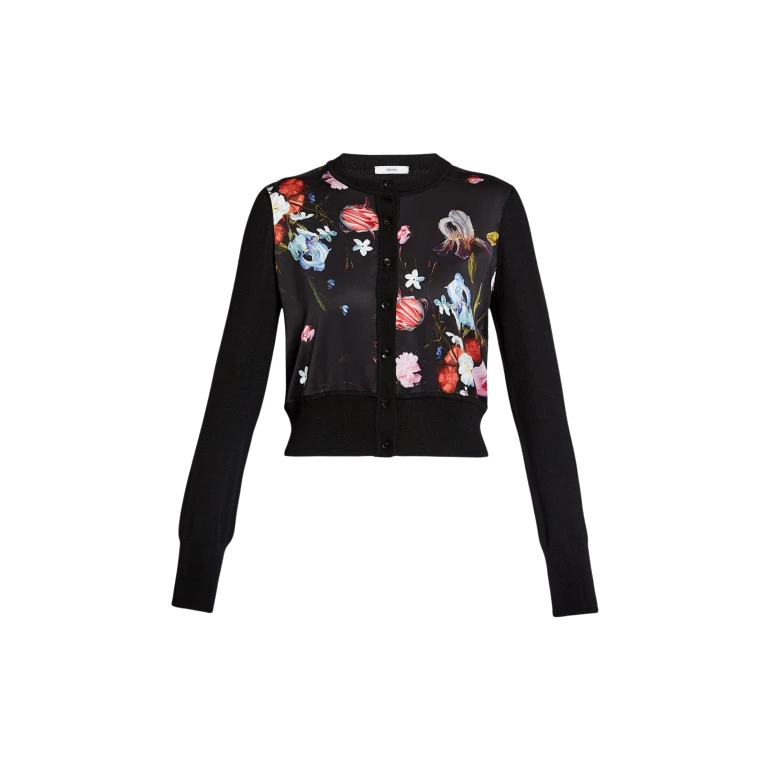 Erdem Floral Print Panel Cropped Cardigan - Knitwear - British Romantic Luxury at Luxury Shoes 