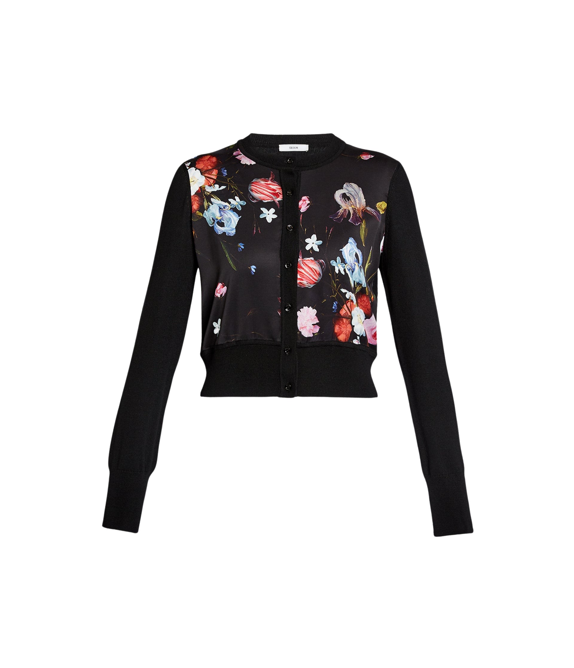 Erdem Floral Print Panel Cropped Cardigan - Knitwear - British Romantic Luxury at Luxury Shoes 