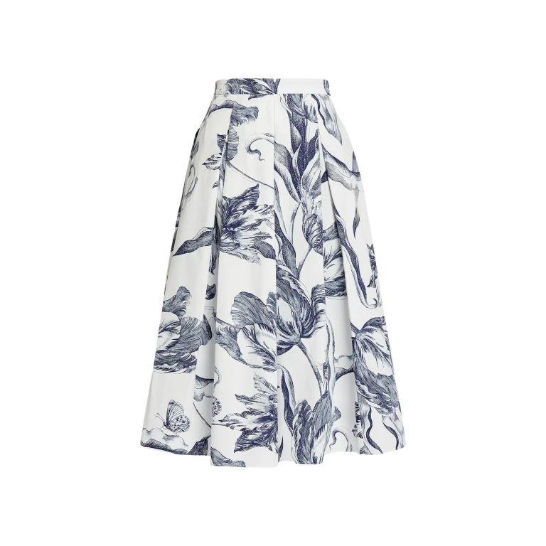 Erdem Floral Print Pleated Midi Skirt - Skirts - British Romantic Luxury at Luxury Shoes 